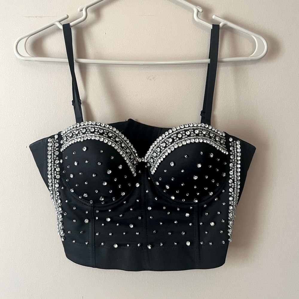 Rhinestone Crop Corset Top
